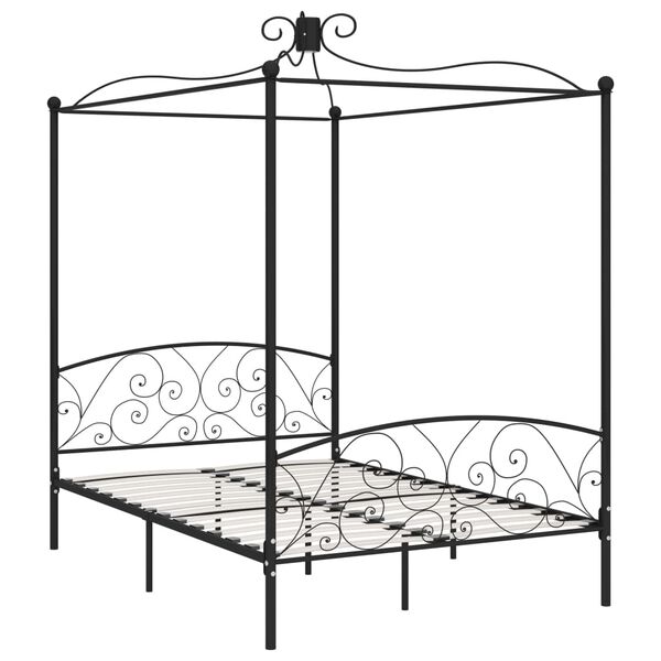 vidaXL Estructura de cama con dosel metal negro 140x200 cm
