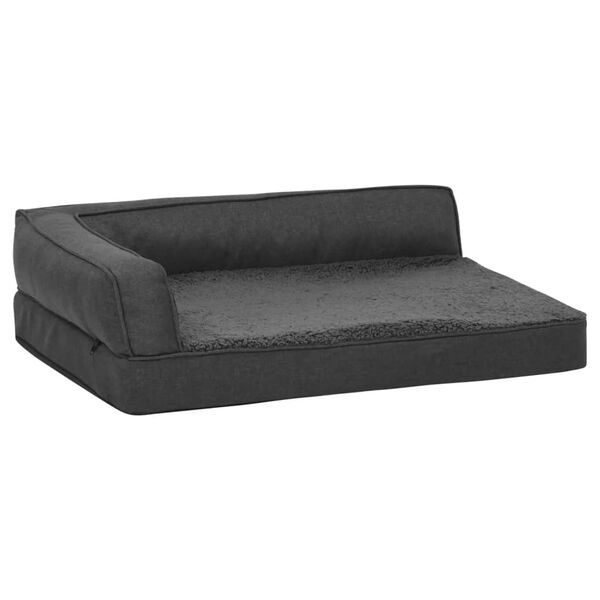 vidaXL Colch&oacute;n para cama de perro ergon&oacute;mico gris oscuro 90x64cm