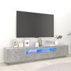 vidaXL Mueble para TV con luces LED gris hormigón 200x35x40 cm