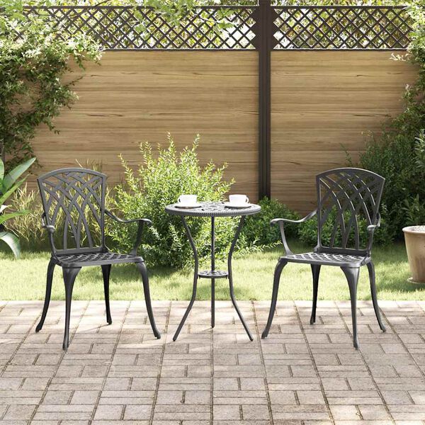 vidaXL Silla de Jardín 2 pcs Negro 55 x 56.5 x 91cm Aluminio