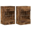 vidaXL Armarios de pared con luces LED para TV 2 uds roble ahumado 40x30x60,5 cm