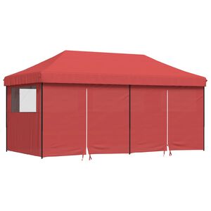 vidaXL Tienda de fiesta plegable Pop-Up 4 paredes laterales burdeos