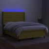 vidaXL Cama box spring colch&oacute;n y luces LED tela verde 140x200 cm
