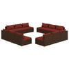 vidaXL Set muebles de jard&iacute;n y cojines 12 pzas rat&aacute;n sint&eacute;tico marr&oacute;n