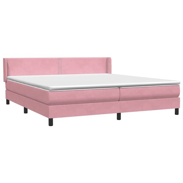 vidaXL Cama box spring con colch&oacute;n terciopelo rosa 180x210 cm