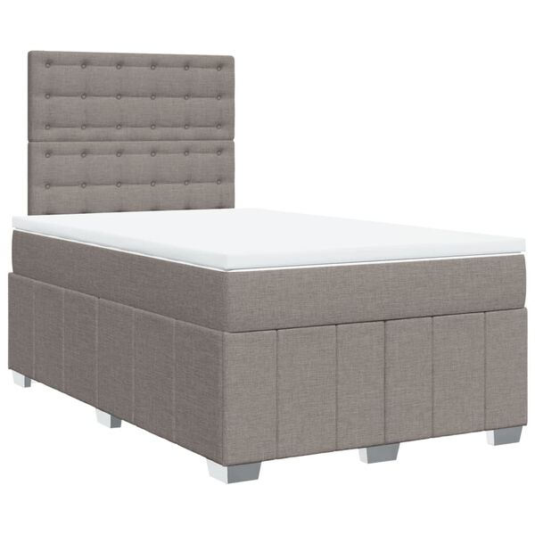 vidaXL Cama box spring con colch&oacute;n tela gris taupe 120x200 cm