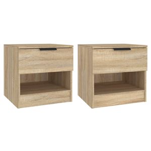 vidaXL Mesita de noche 2 uds madera contrachapada color roble Sonoma