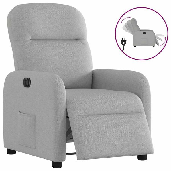 vidaXL Sill&oacute;n reclinable el&eacute;ctrico de tela gris nube