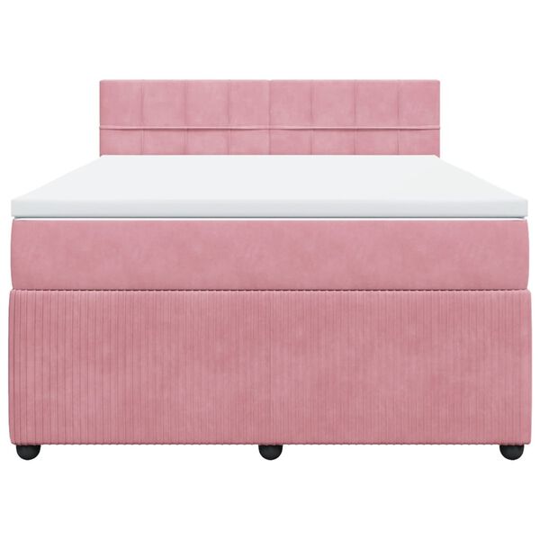 vidaXL Cama box spring con colch&oacute;n terciopelo rosa 140x200 cm
