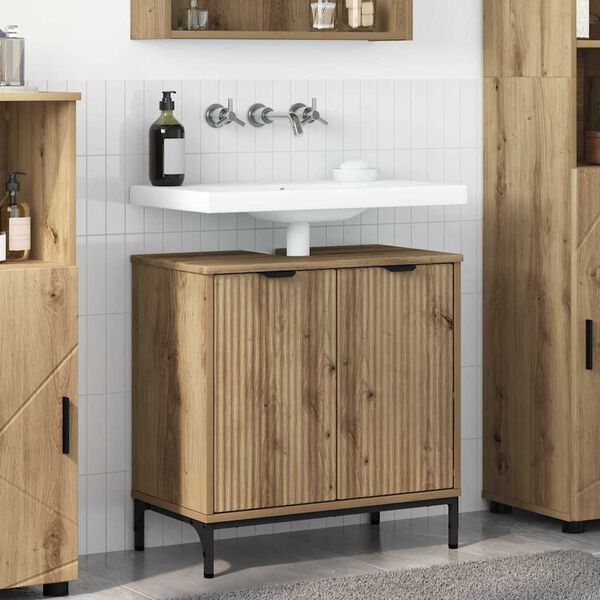 vidaXL Gabinete de Lavabo para Baño con almacenamiento Roble artesanal
