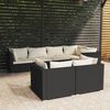 vidaXL Set de muebles de jard&iacute;n y cojines 7 pzas rat&aacute;n sint&eacute;tico negro