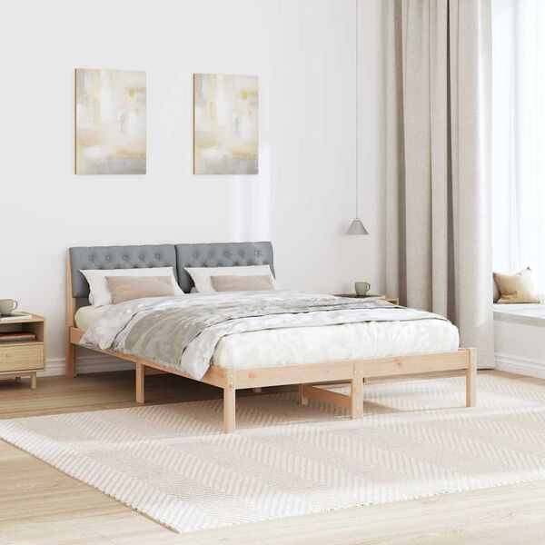 vidaXL Estructura de cama Marrón y gris claro 135 x 190 cm