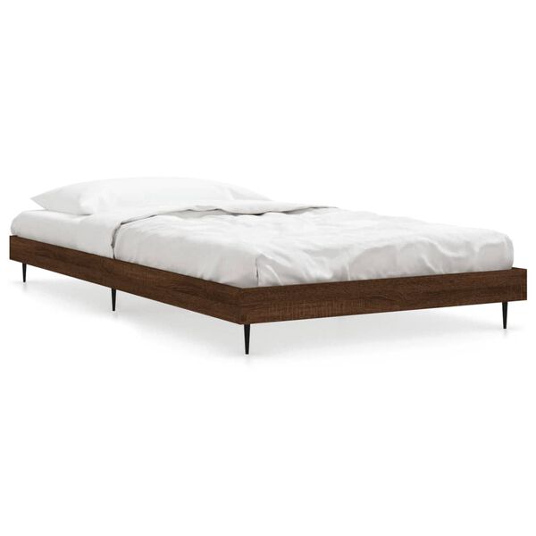 vidaXL Estructura de cama sin colch&oacute;n madera marr&oacute;n roble 90x200 cm