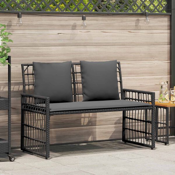 vidaXL Banco de exterior Liso Negro y Gris oscuro 116 x 55 x 82 cm