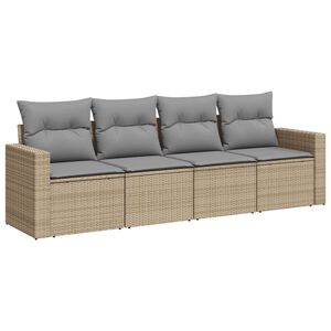 vidaXL Juego de sof&aacute;s jard&iacute;n con cojines 4 pzas rat&aacute;n sint&eacute;tico beige