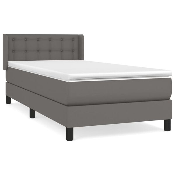 vidaXL Cama box spring con colchón cuero sintético gris 100x200 cm