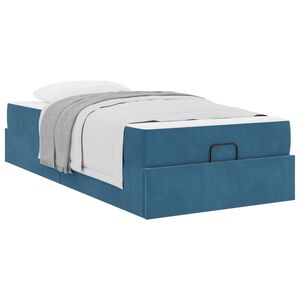 vidaXL Estructura de cama con colch&oacute;n 2 pcs Azul Terciopelo