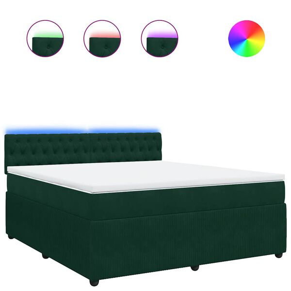 vidaXL Cama box spring con colch&oacute;n terciopelo verde oscuro 180x200 cm