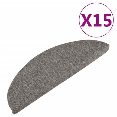 vidaXL Alfombrilla autoadhesiva escalera 15 uds 56x17x3 cm gris