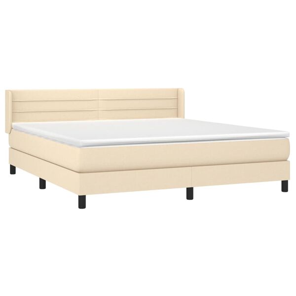 vidaXL Cama box spring con colch&oacute;n tela color crema 180x200 cm