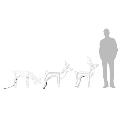 vidaXL Set de figuras de reno de Navidad 3 piezas blanco cálido