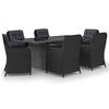 vidaXL Juego de comedor para jard&iacute;n 7 piezas rat&aacute;n sint&eacute;tico negro