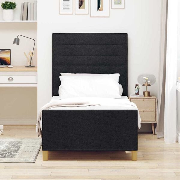 vidaXL Estructura de cama con cabecera Negro 80 x 200 cm tela