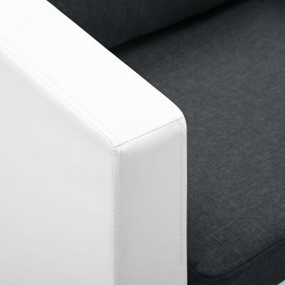 vidaXL Sofá de 2 plazas de cuero sintético blanco y gris oscuro