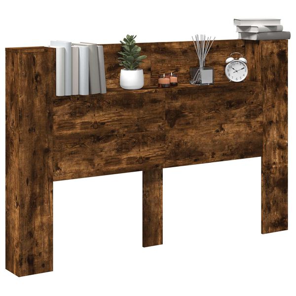 vidaXL Cabecera con LED Roble Ahumado 160 x 16,5 x 103,5 cm