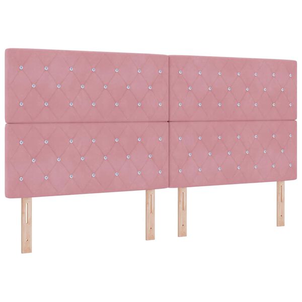 vidaXL Cama Box Spring LED con colch&oacute;n Rosa 200 x 200 cm Terciopelo