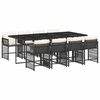 vidaXL Set de comedor de jard&iacute;n 9 pzas y cojines rat&aacute;n sint&eacute;tico negro