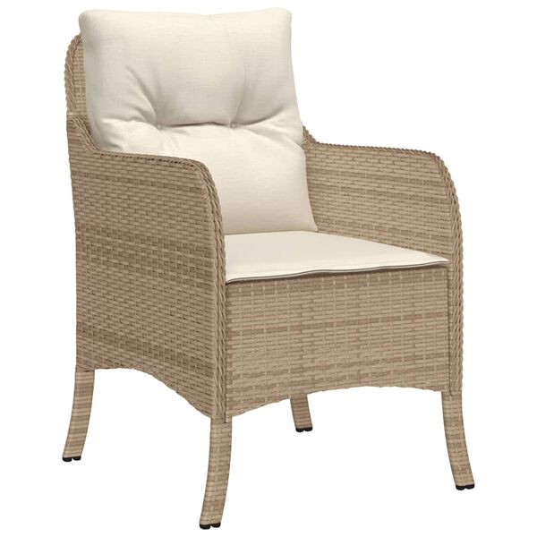 vidaXL Set comedor de jard&iacute;n 5 pzas con cojines rat&aacute;n sint&eacute;tico beige