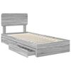 vidaXL Cama con almacenamiento con cabecera Gris Sonoma 90 x 200 cm