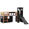 vidaXL Cama alta niños con torre madera pino blanco negro 90x190 cm