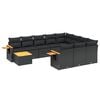 vidaXL Set de sof&aacute;s de jard&iacute;n 11 pzas y cojines rat&aacute;n sint&eacute;tico negro