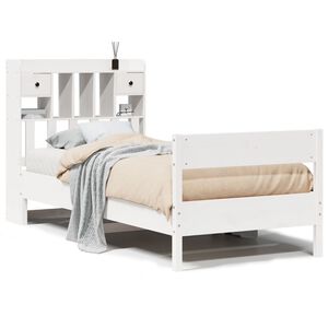 vidaXL Cama con estanter&iacute;a sin colch&oacute;n madera maciza de pino 90x190 cm