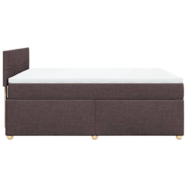 vidaXL Cama box spring con colch&oacute;n tela marr&oacute;n oscuro 140x200 cm