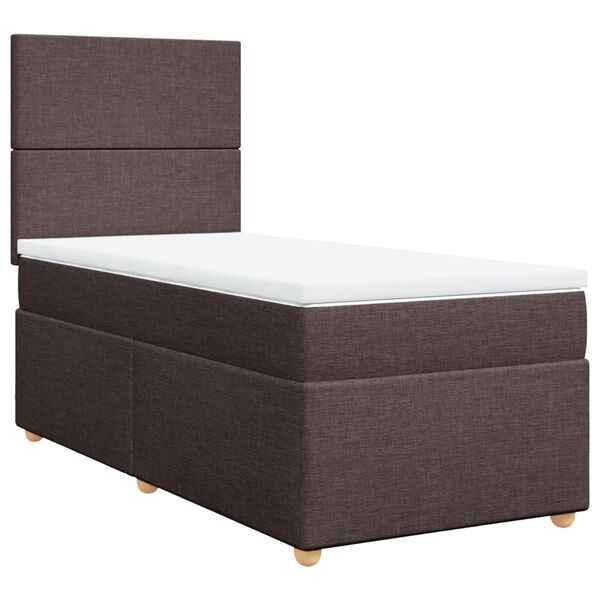 vidaXL Cama box spring con colch&oacute;n tela marr&oacute;n oscuro 100x200 cm