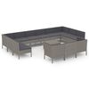 vidaXL Set de muebles de jardín 14 pzas y cojines ratán sintético gris