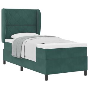 vidaXL Cama tipo Box Spring Verde oscuro 200 x 90 cm Poli&eacute;ster