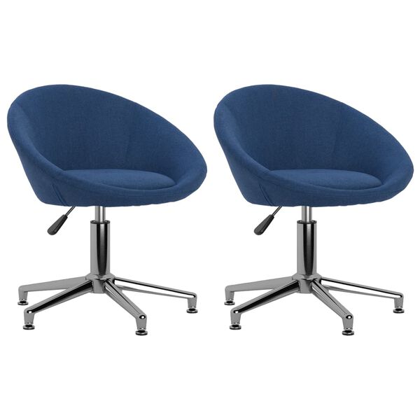 vidaXL Sillas de comedor giratorias 2 unidades tela azul