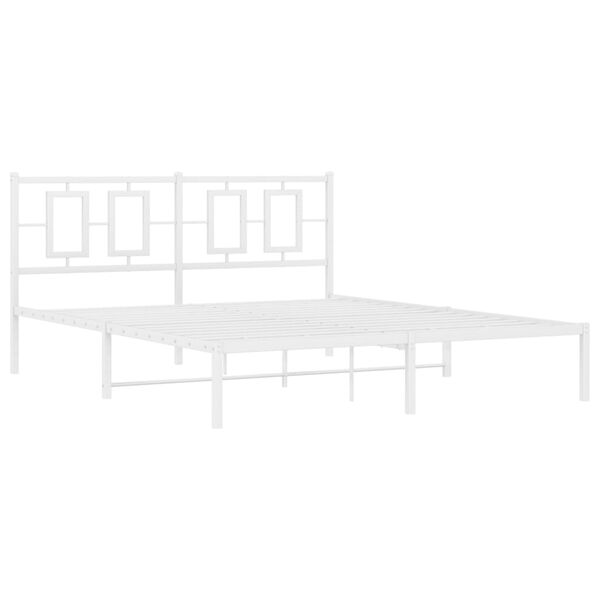 vidaXL Estructura cama sin colch&oacute;n con cabecero metal blanco 150x200cm