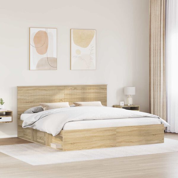 vidaXL Estructura de cama Sonoma 200 x 200 cm Madera de pino macizo