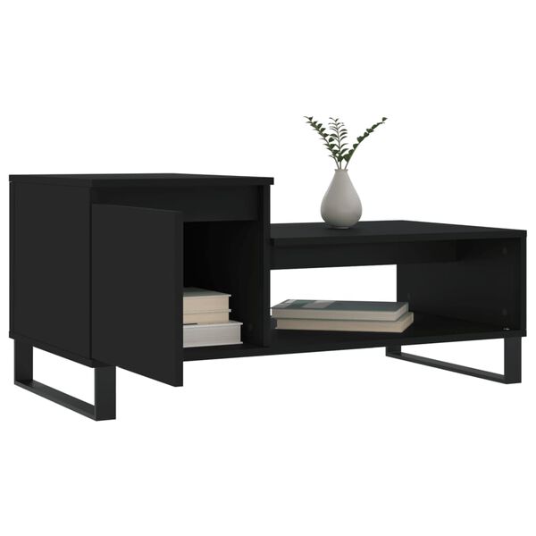 vidaXL Mesa de centro madera contrachapada negro 100x50x45 cm