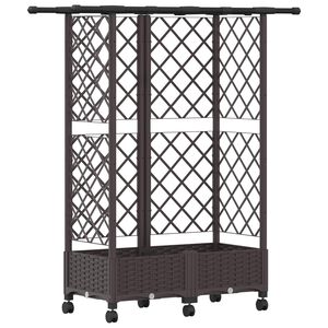 vidaXL Cama elevada con trellis y techo Marr&oacute;n 124 x 40 x 127 cm PP