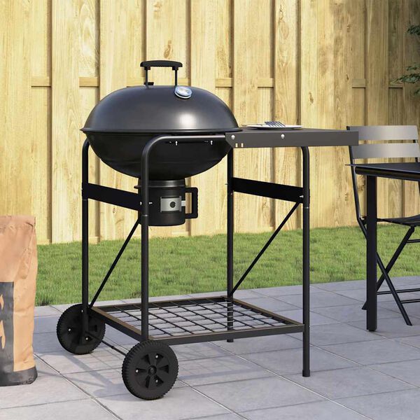 vidaXL Parrilla al aire libre con rueda Negro 91 x 71 x 107 cm Metal