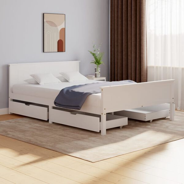 vidaXL Estructura de cama sin colchón madera de pino blanco 160x200 cm