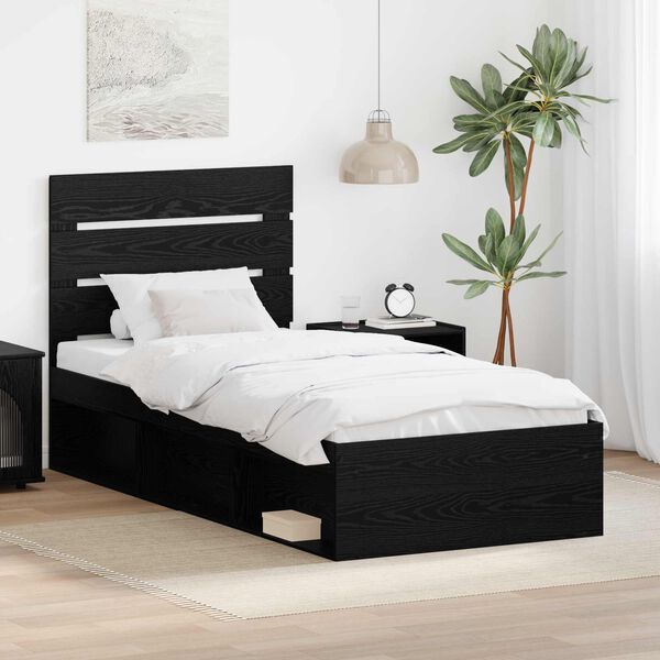 vidaXL Estructura de cama Negro 100 x 200 cm Madera de pino macizo
