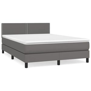 vidaXL Cama box spring con colch&oacute;n cuero sint&eacute;tico gris 140x190 cm