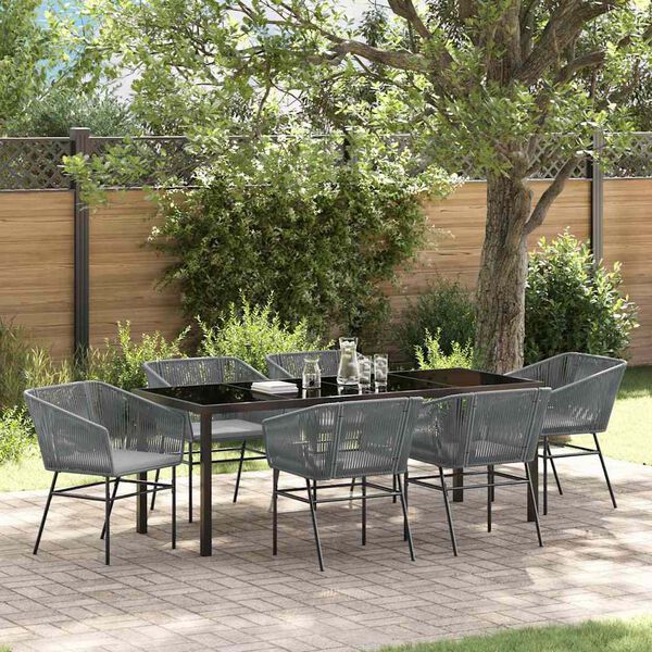 vidaXL Conjunto de Comedor de Jard&iacute;n con coj&iacute;n 7 pcs Gris